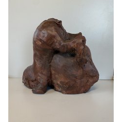 SCULTURA Selvino Sabbadini TERRACOTTA PATINATA ELEFANTI SCENA GIOCO MATERNITA'