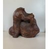 SCULTURA Selvino Sabbadini TERRACOTTA PATINATA ELEFANTI SCENA GIOCO MATERNITA'