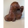 SCULTURA Selvino Sabbadini TERRACOTTA PATINATA ELEFANTI SCENA GIOCO MATERNITA'