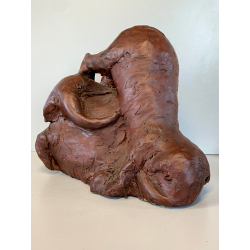 SCULTURA Selvino Sabbadini TERRACOTTA PATINATA ELEFANTI SCENA GIOCO MATERNITA'