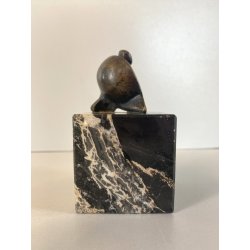 PICCOLA SCULTURA BRONZO MODERNISTA FIGURA FEMMINILE FIRMATA "GL" NUMERATA 24/30