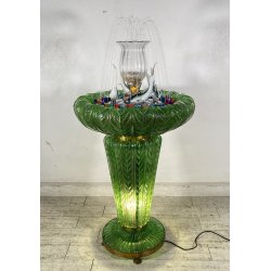 RARA FONTANA VETRO MURANO ANNI 50 FUNZIONANTE SQUALI FIORI FOGLIE VETRO SAGOMATO