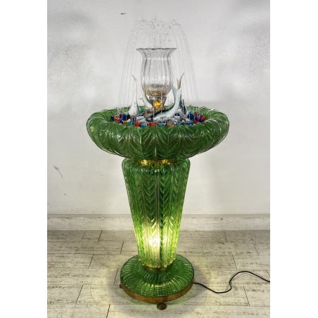 RARA FONTANA VETRO MURANO ANNI 50 FUNZIONANTE SQUALI FIORI FOGLIE VETRO SAGOMATO