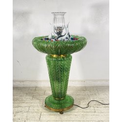 RARA FONTANA VETRO MURANO ANNI 50 FUNZIONANTE SQUALI FIORI FOGLIE VETRO SAGOMATO