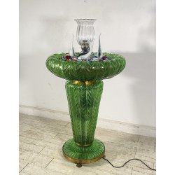RARA FONTANA VETRO MURANO ANNI 50 FUNZIONANTE SQUALI FIORI FOGLIE VETRO SAGOMATO