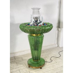 RARA FONTANA VETRO MURANO ANNI 50 FUNZIONANTE SQUALI FIORI FOGLIE VETRO SAGOMATO