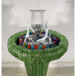 RARA FONTANA VETRO MURANO ANNI 50 FUNZIONANTE SQUALI FIORI FOGLIE VETRO SAGOMATO