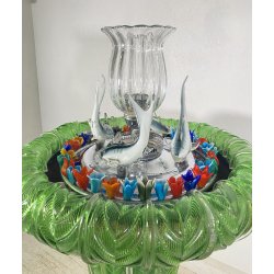 RARA FONTANA VETRO MURANO ANNI 50 FUNZIONANTE SQUALI FIORI FOGLIE VETRO SAGOMATO