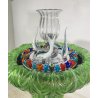 RARA FONTANA VETRO MURANO ANNI 50 FUNZIONANTE SQUALI FIORI FOGLIE VETRO SAGOMATO