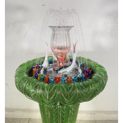 RARA FONTANA VETRO MURANO ANNI 50 FUNZIONANTE SQUALI FIORI FOGLIE VETRO SAGOMATO