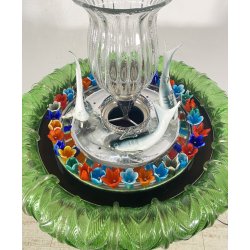 RARA FONTANA VETRO MURANO ANNI 50 FUNZIONANTE SQUALI FIORI FOGLIE VETRO SAGOMATO