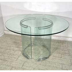 TAVOLO PRANZO ROTONDO VETRO anni 70 DESIGN ATTR. Gallotti & Radice TABLE GLASS