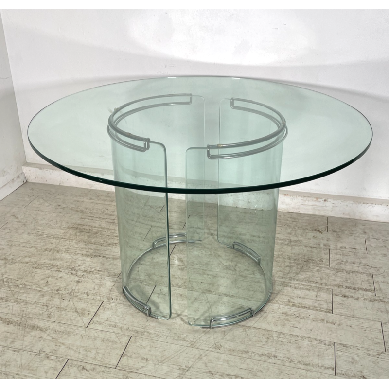 TAVOLO PRANZO ROTONDO VETRO anni 70 DESIGN ATTR. Gallotti & Radice TABLE GLASS