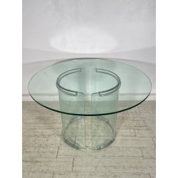 TAVOLO PRANZO ROTONDO VETRO anni 70 DESIGN ATTR. Gallotti & Radice TABLE GLASS