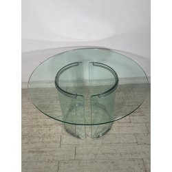 TAVOLO PRANZO ROTONDO VETRO anni 70 DESIGN ATTR. Gallotti & Radice TABLE GLASS