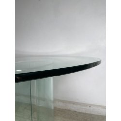 TAVOLO PRANZO ROTONDO VETRO anni 70 DESIGN ATTR. Gallotti & Radice TABLE GLASS