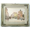 DIPINTO ACQUERELLO ALDO SESSA QUADRO PIAZZA SAN NAZARO MILANO BASILICA APOSTOLI