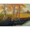 ANTICO QUADRO FIRMATO 1920 DIPINTO OLIO TAVOLA FIUME NAVIGLIO CAMPAGNA BETULLE