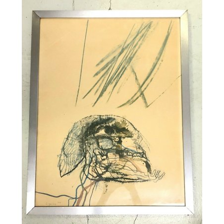 QUADRO RARA STAMPA-MULTIPLO LITOGRAFIA 1970 GIUSEPPE ZAGAINA ARTE MODERNA  