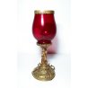 ANTICA COPPA VINO VETRO RUBINO OTTONE CALICE VASO BICCHIERE CHIESA EPOCA 1700
