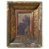 ANTICO DIPINTO C BAILO FRATE PREGHIERA FRANCESCANO QUADRO OLIO TAVOLA EPOCA 1800