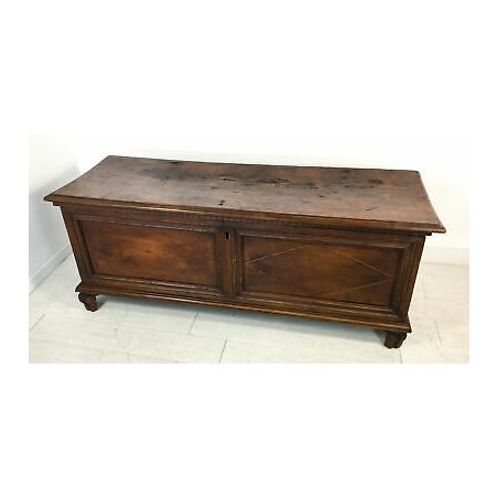 ANTICA CASSAPANCA 1700 LEGNO PLANCE NOCE MASSELLO SCOLPITA EPOCA PANCA BAULE