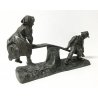 SCULTURA BAMBINI SUL DONDOLO METALLO BRONZATO STATUA EPOCA SEE SAW SCULPTURE