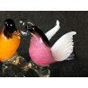 SCULTURA COPPIA UCCELLO VETRO SOFFIATO MURANO POLICROMO ARTIGIANALE DESIGN ITALY