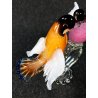 SCULTURA COPPIA UCCELLO VETRO SOFFIATO MURANO POLICROMO ARTIGIANALE DESIGN ITALY