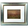 ANTICO QUADRO FIRMATO L. POLLI PASTORALE GREGGE TRAMONTO MONTI OLIO TAVOLA EPOCA