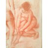ANTICO QUADRO SANGUIGNA VINCENZO NICOLETTI NUDO DONNA NUDI DIPINTO EPOCA 1932