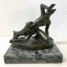 ANTICA SCULTURA BRONZO LIBERTY NUDO DONNA CANE DIANA STATUA FIRMATA EPOCA 1910