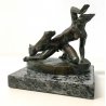 ANTICA SCULTURA BRONZO LIBERTY NUDO DONNA CANE DIANA STATUA FIRMATA EPOCA 1910