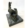 ANTICA SCULTURA BRONZO LIBERTY NUDO DONNA CANE DIANA STATUA FIRMATA EPOCA 1910