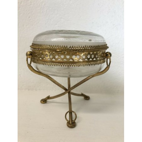 BRONZO DORATO ALPHONSE GIROUX BOMBONIERA VETRO MOLATO BACCARAT FLOREALE ANTICO