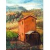 QUADRO SILVANO CASELLI FIRMATO PAESAGGIO CASA CAMPAGNA DIPINTO OLIO EPOCA ITALIA