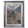 ANTICO QUADRO SILVIO TALMAN OLIO TAVOLA PAESAGGIO MONTAGNA VALLE TRENTO SALUGGIA