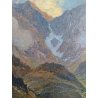 ANTICO QUADRO SILVIO TALMAN OLIO TAVOLA PAESAGGIO MONTAGNA VALLE TRENTO SALUGGIA