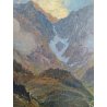 ANTICO QUADRO SILVIO TALMAN OLIO TAVOLA PAESAGGIO MONTAGNA VALLE TRENTO SALUGGIA