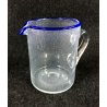 GRANDE BROCCA VETRO SOFFIATO BULLICANTE BLU MURANO VASO EPOCA VENEZIA GLASS ART