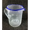 GRANDE BROCCA VETRO SOFFIATO BULLICANTE BLU MURANO VASO EPOCA VENEZIA GLASS ART