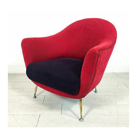 POLTRONA DESIGN 1960 ROSSA VIOLA VINTAGE ARMCHAIR DIVANO SOFA SEDIA ITALY MADE