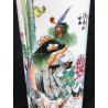 VASO GIAPPONESE CERAMICA DIPINTA EPOCA 1900 PAVONE GIAPPONE CILINDRICO CINESE