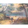 QUADRO P BIANCHI PAESAGGIO MARE MARINA BOSCO ALBERI EPOCA DIPINTO OLIO TAVOLA