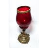 ANTICA COPPA VINO VETRO RUBINO OTTONE CALICE VASO BICCHIERE CHIESA EPOCA 1700