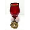 ANTICA COPPA VINO VETRO RUBINO OTTONE CALICE VASO BICCHIERE CHIESA EPOCA 1700