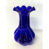GRANDE VASO VETRO SOFFIATO BLU MURANO DESIGN PORTAFIORI FIORE ITALIAN GLASS ART