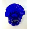 GRANDE VASO VETRO SOFFIATO BLU MURANO DESIGN PORTAFIORI FIORE ITALIAN GLASS ART