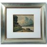 ANTICO QUADRO FIRMATO L. POLLI LAGO MONTAGNA BARCHE OLIO TAVOLA SPATOLA EPOCA