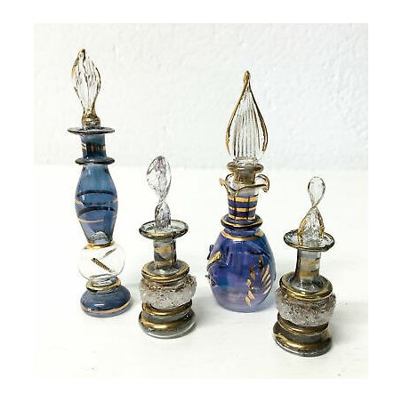 SET 4 FIALA PORTAPROFUMO VETRO SOFFIATO MURANO BOCCETTA GLASS ART DESIGN PERFUME